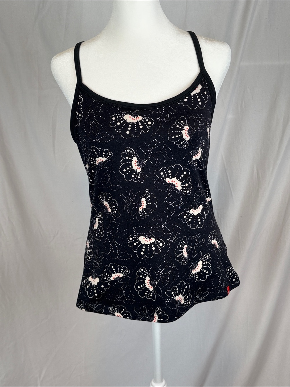 Women's The North Face Black Floral Racer Back Vapor Wick Tank Top Small